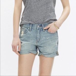 Madewell light wash painter edition boy shorts with paint splatter size 28